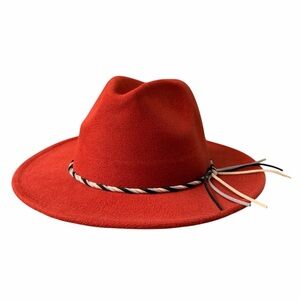 Western Burnt Orange Wide Brim Fedora Hat